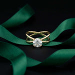 1 Ct Round Moissanite Split Shank Engagement Ring Gold