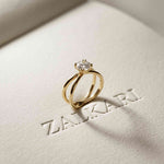 1 Ct Round Moissanite Split Shank Engagement Ring Gold