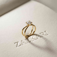 1 Ct Round Moissanite Split Shank Engagement Ring Gold