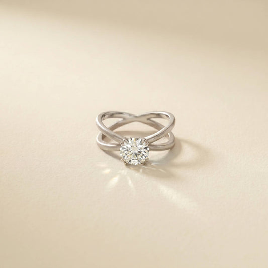 1 Ct Round Moissanite Split Shank Engagement Ring