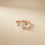 1Ct Round Moissanite Twist Engagement Rosegold Ring Rose Gold