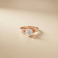 1Ct Round Moissanite Twist Engagement Rosegold Ring Rose Gold