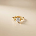 1Ct Round Moissanite Twist Engagement Gold Ring Gold