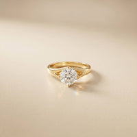 1Ct Round Moissanite Twist Engagement Gold Ring Gold