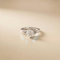 1Ct Round Moissanite Twist Engagement Silver Ring White