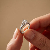 1Ct Round Moissanite Twist Engagement Silver Ring White