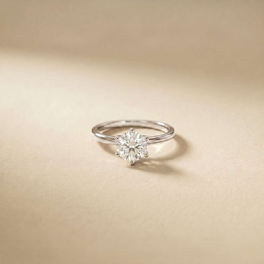 1.00Ct Round Moissanite Solitaire Engagement Ring