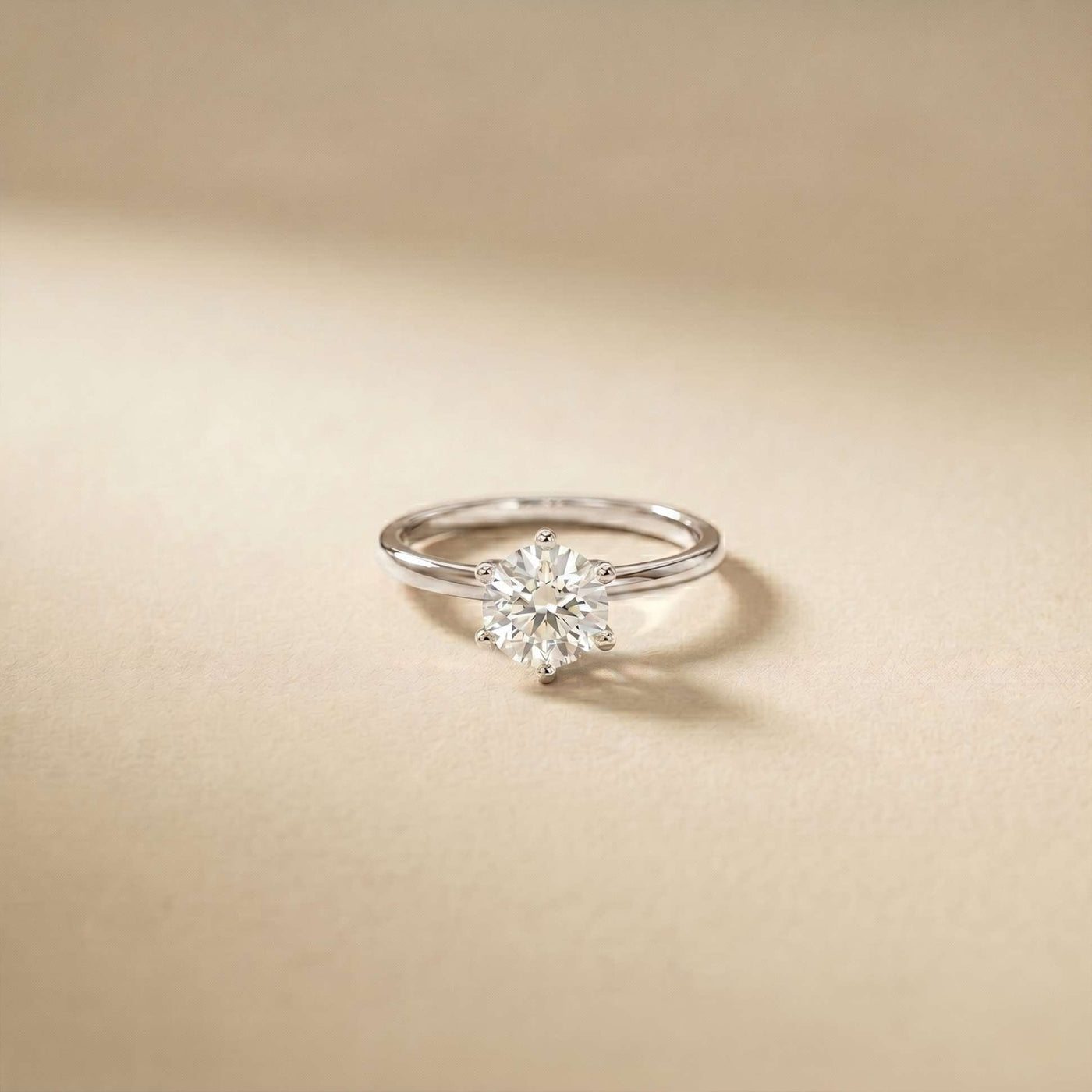 1.00Ct Round Moissanite Solitaire Engagement Ring White