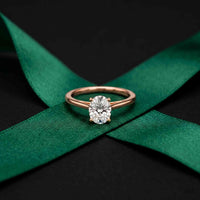 1 Ct Oval Moissanite Solitaire Engagement Ring Rose Gold