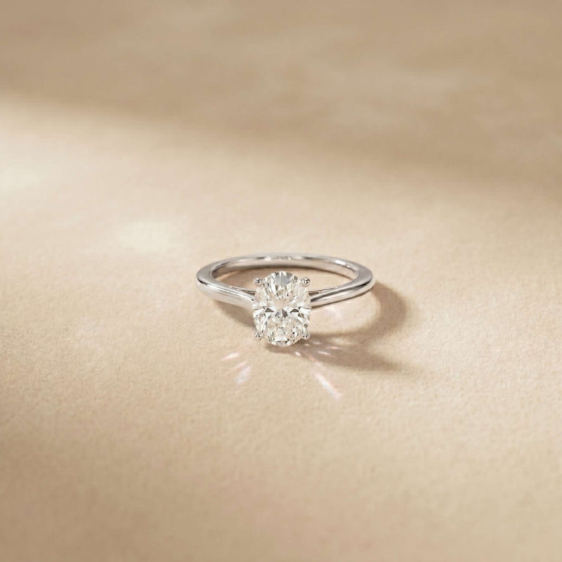1 Ct Oval Moissanite Solitaire Engagement Ring White