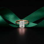 2 Ct Emerald Cut Moissanite Solitaire Engagement Ring Rose Gold