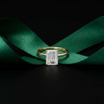 2 Ct Emerald Cut Moissanite Solitaire Engagement Ring Gold