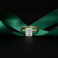 2 Ct Emerald Cut Moissanite Solitaire Engagement Ring Gold