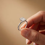 2 Ct Emerald Cut Moissanite Solitaire Engagement Ring White
