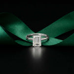 2 Ct Emerald Cut Moissanite Solitaire Engagement Ring White