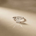 2 Ct Emerald Cut Moissanite Solitaire Engagement Ring White