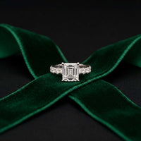 4.76 Ct Asscher Cut Moissanite Pavé Engagement Ring