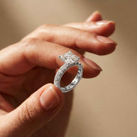 4.76 Ct Asscher Cut Moissanite Pavé Engagement Ring