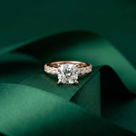 4.76 Ct Cushion Cut Moissanite Pavé Engagement Ring