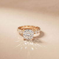 4.76 Ct Cushion Cut Moissanite Pavé Engagement Ring