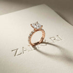 4.76 Ct Cushion Cut Moissanite Pavé Engagement Ring