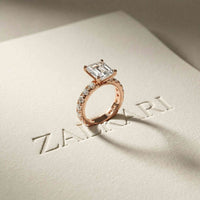 4.76 Ct Cushion Cut Moissanite Pavé Engagement Ring