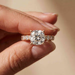4.76 Ct Cushion Cut Moissanite Pavé Engagement Ring