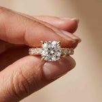 4.76 Ct Cushion Cut Moissanite Pavé Engagement Ring