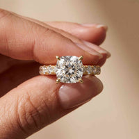 4.76 Ct Cushion Cut Moissanite Pavé Engagement Ring