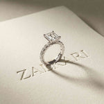 4.76 Ct Cushion Cut Moissanite Pavé Engagement Ring