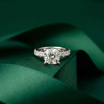 4.76 Ct Cushion Cut Moissanite Pavé Engagement Ring