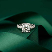 4.76 Ct Cushion Cut Moissanite Pavé Engagement Ring