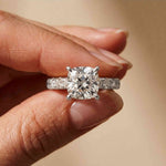 4.76 Ct Cushion Cut Moissanite Pavé Engagement Ring