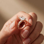 4.76 Ct Emerald Cut Moissanite Pavé Engagement Ring