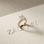4.76 Ct Emerald Cut Moissanite Pavé Engagement Ring