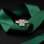 4.76 Ct Emerald Cut Moissanite Pavé Engagement Ring