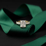4.76 Ct Emerald Cut Moissanite Pavé Engagement Ring