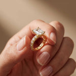 4.76 Ct Emerald Cut Moissanite Pavé Engagement Ring