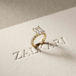 4.76 Ct Emerald Cut Moissanite Pavé Engagement Ring