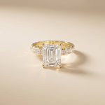 4.76 Ct Emerald Cut Moissanite Pavé Engagement Ring