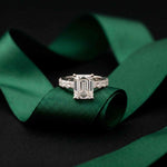 4.76 Ct Emerald Cut Moissanite Pavé Engagement Ring
