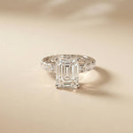 4.76 Ct Emerald Cut Moissanite Pavé Engagement Ring