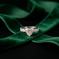 4.76 Ct Heart Cut Moissanite Pavé Engagement Ring