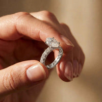 4.76 Ct Oval Moissanite Pavé Engagement Ring