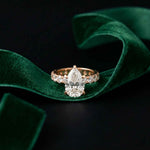 4.76 Ct Pear Moissanite Pavé Engagement Ring
