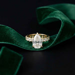 4.76 Ct Pear Moissanite Pavé Engagement Ring