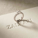 4.76 Ct Pear Moissanite Pavé Engagement Ring