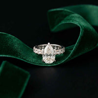 4.76 Ct Pear Moissanite Pavé Engagement Ring