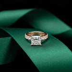 4.76 Ct Princess Cut Moissanite Hidden Halo Engagement Ring