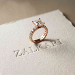 4.76 Ct Princess Cut Moissanite Hidden Halo Engagement Ring